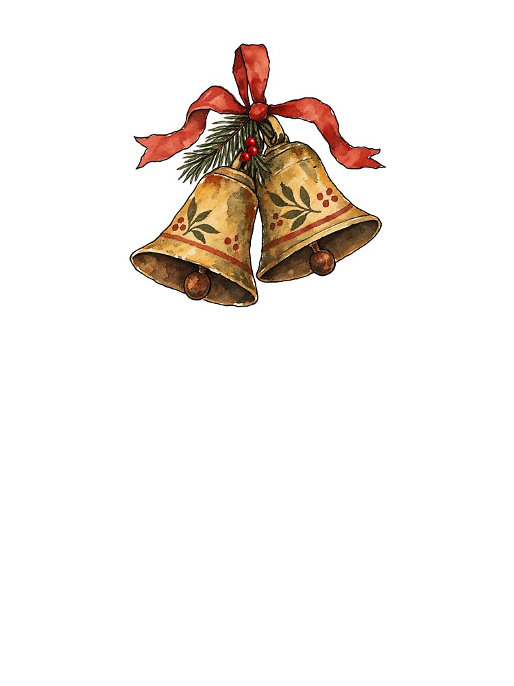 Vintage Christmas Bells with Pine Sprig by Jessie's Palette
