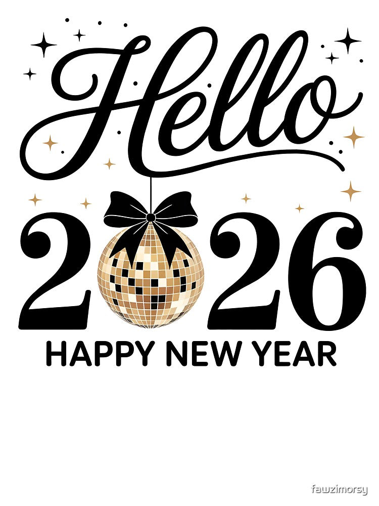 Hello 2026 Elegant New Year Celebration with Golden Disco Ball by fawzimorsy