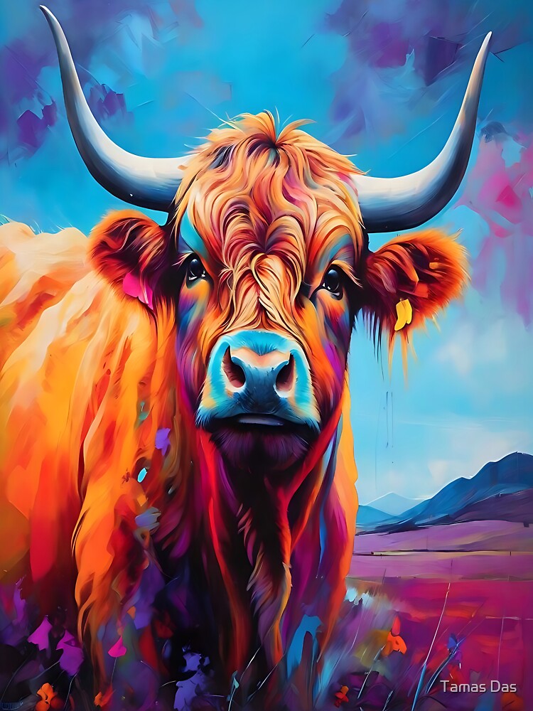 Highland Cow Art Majestic Portrait by Tamas Das