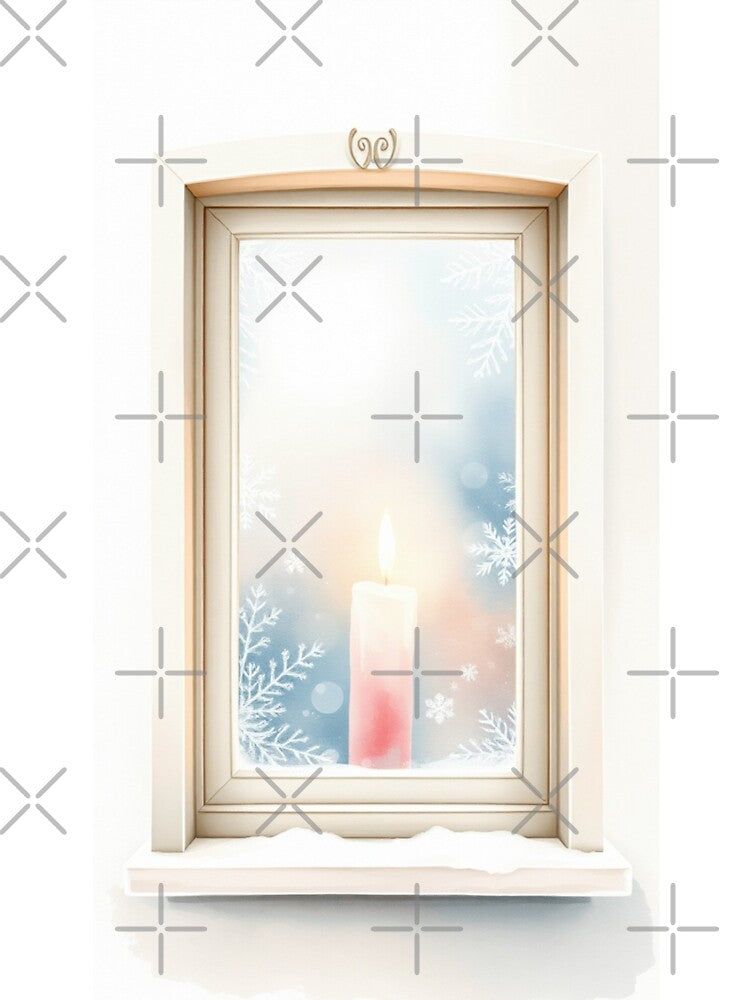 Cozy Winter Window Candle Illustration by Vida e Arte