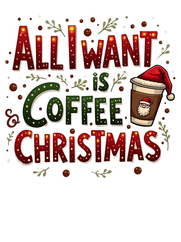 All I Want Is Coffee & Christmas. Cozy Holiday Coffee Lover Quote Design by Aarvya Fashion Club ( A.F.C )