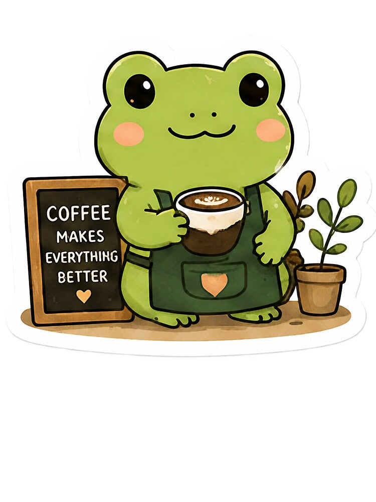 Cute Frog Barista Sticker by denybz