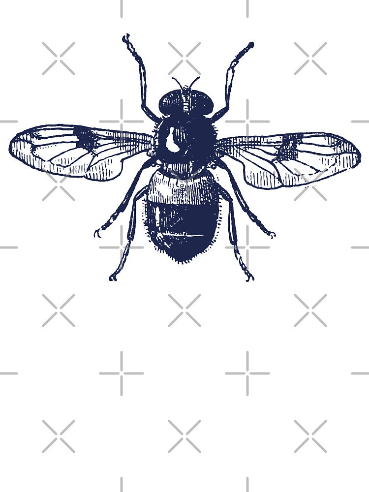 Vintage bee dark academia navy and cream by neopop