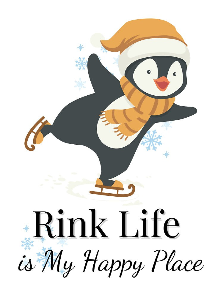 Penguin Ice Skating Design - Rink Life is My Happy Place Winter Shirt by Emerg-Apparel