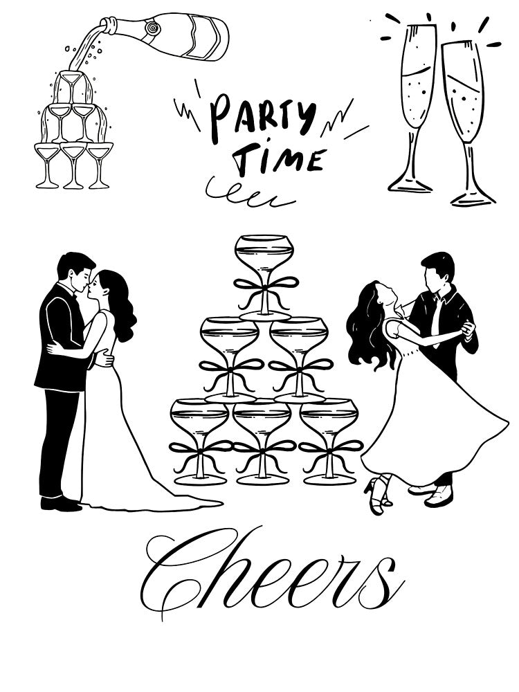 Cheers Party Time Stacked Champagne Glasses by MusikalTales