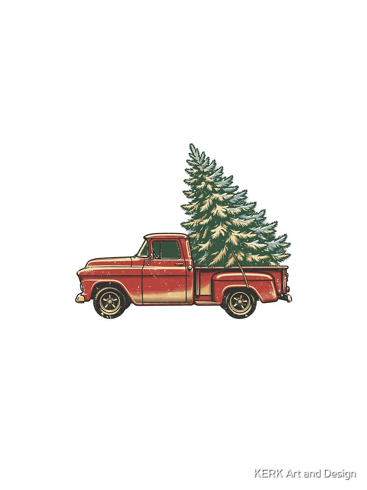 Retro Christmas Tree Farm Truck Shirt – Vintage Holiday Tee by KERK Art and Design