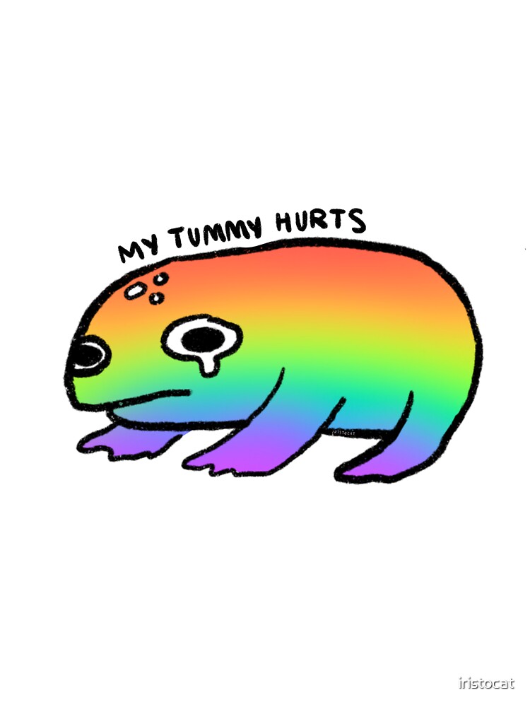 rainbow frog my tummy hurts by iristocat