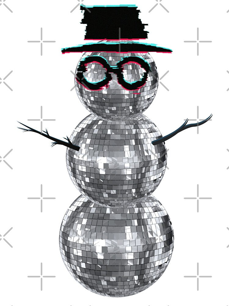 Disco Ball Snowman 1990'S Aesthetic New Year's Eve Ball Drop Holiday Christmas by H3designs