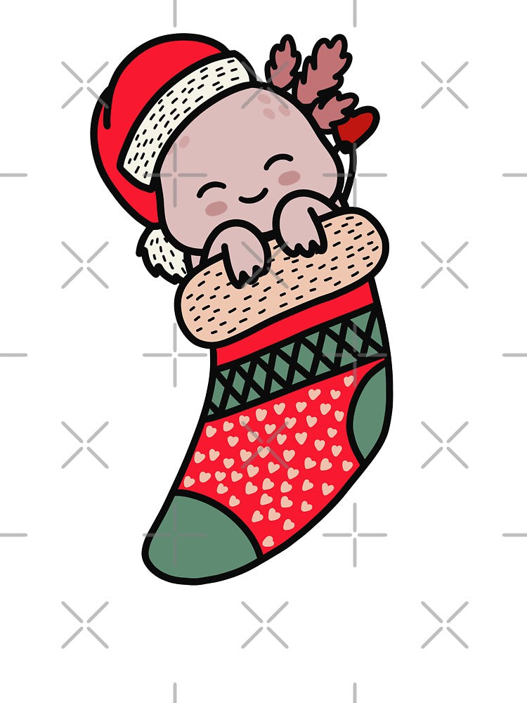 Cute Kawaii Axolotl In Christmas Sock Xmas Pajama by JokeGysen