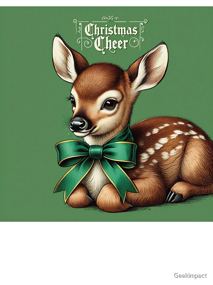 Christmas Cheer cute vintage Deer christmas card art by Vintage Designs +