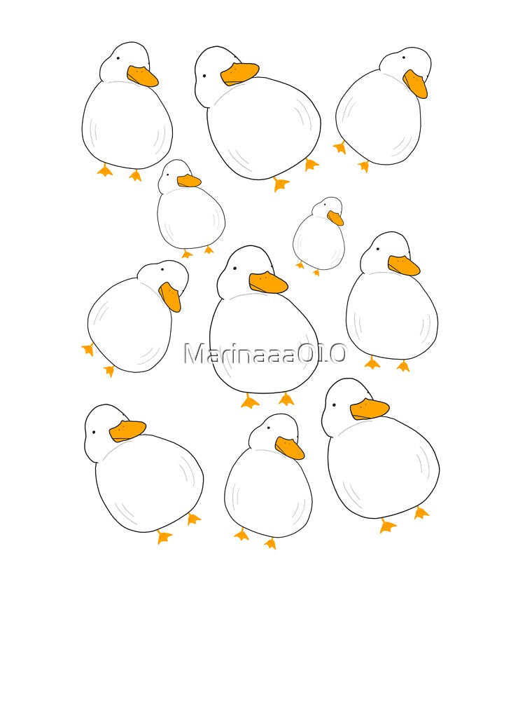 Chubby Duck Pattern Cute Fluffy White Bird Simple Anime Cartoon Kawaii Animal by Marinaaa010