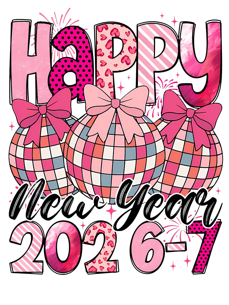 Happy New Year 202-67 Meme Cute Coquette Pink Bow Disco Ball by TalalosART
