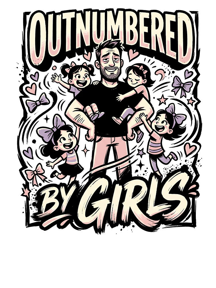 Outnumbered By Girls Funny Fatherhood Humor Retro Dad Life Design by get55shirt