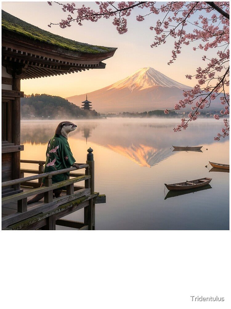 Otter Contemplates at Mount Fuji by Tridentulus