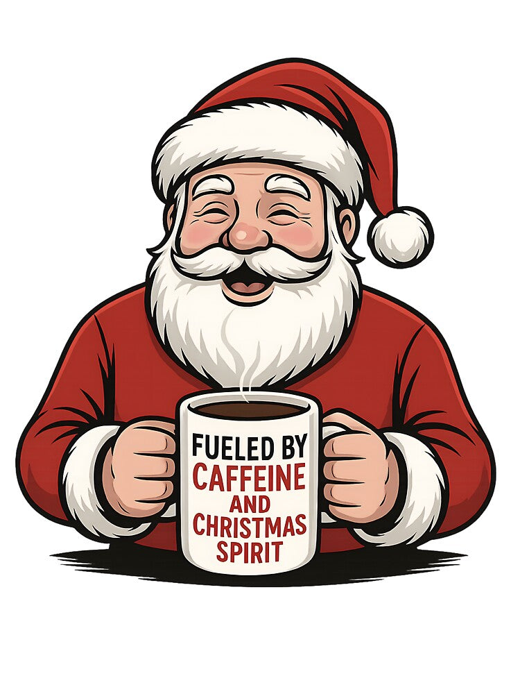 Fueled by Caffeine and Christmas Spirit Santa Mug Design by ShirtHatch