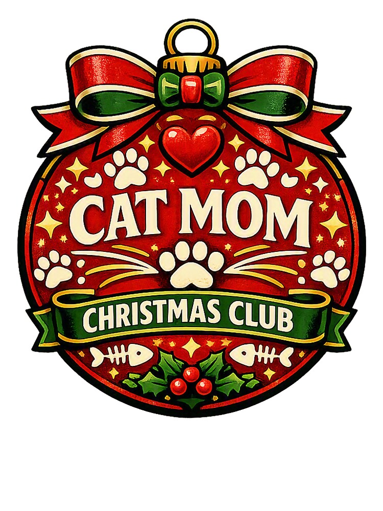 Cat Mom Christmas Club Cat Paw Christmas Ornament Design by KristenosNehk