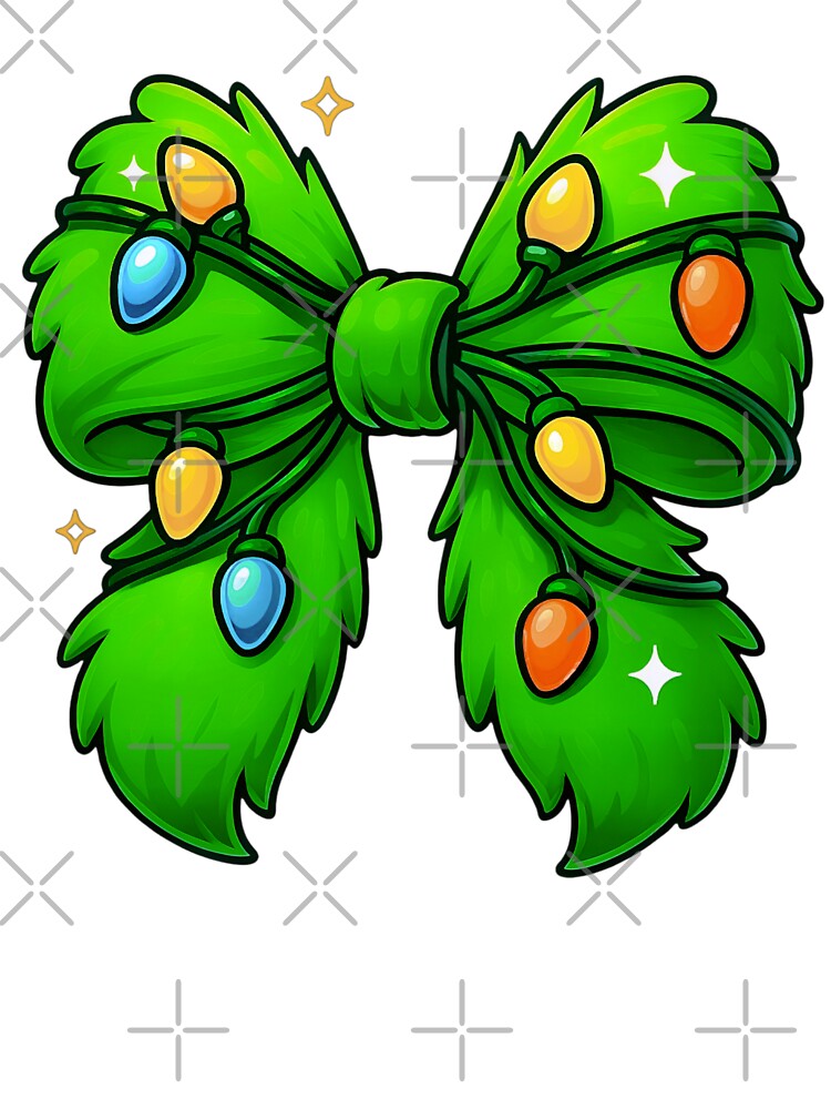 Christmas Green Bow with Festive Lights by brexastore