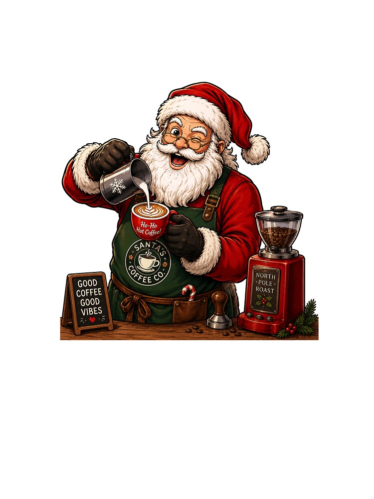 Santa Christmas coffee shop by DailyQuestPrint