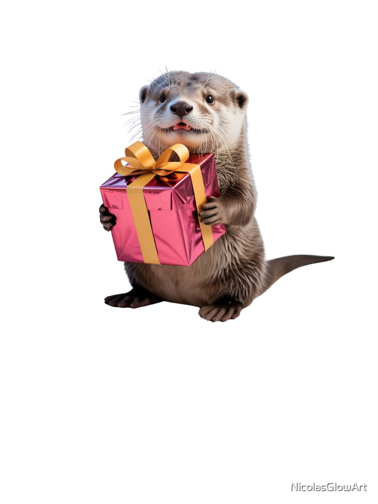 Otter and Christmas Present by NicolasGlowArt