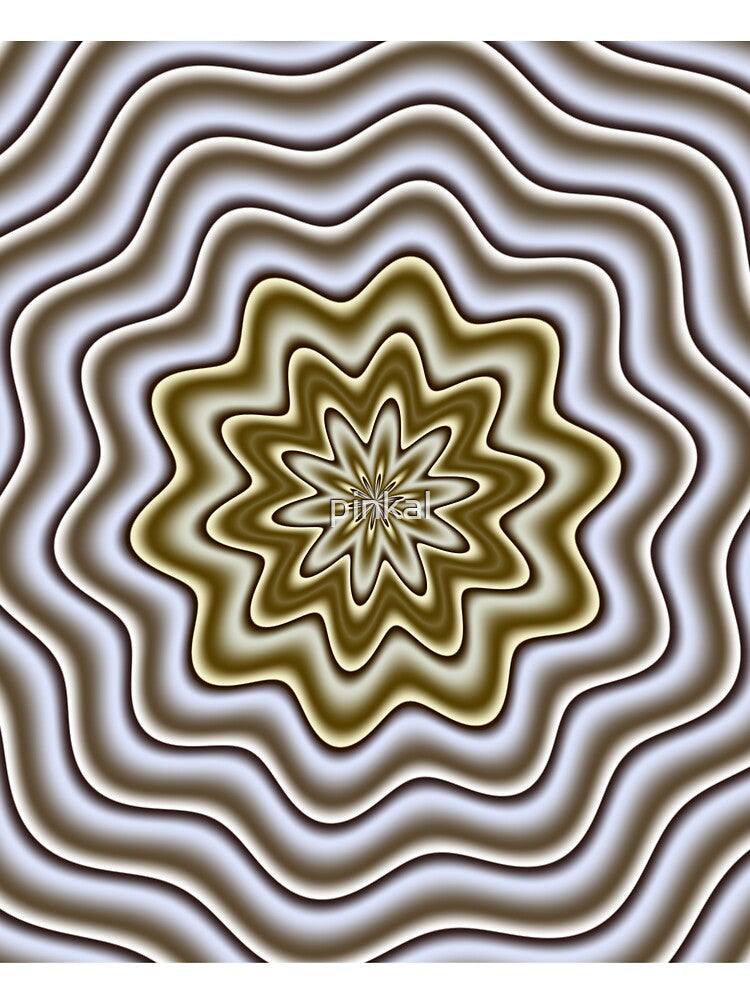 Liquid Gold and Silver Hypnotic Metallic Wave Mandala by pinkal