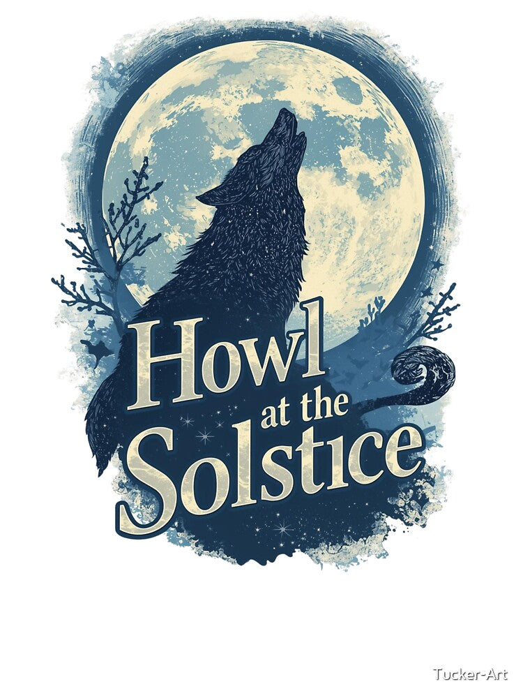 Howl at the Solstice: Wolf and Full Moon Winter/Summer Design by Tucker-Art