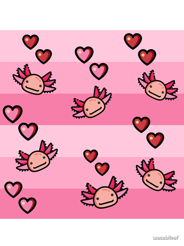 Pink Fever Axolotl Love Tapestry by wasabileaf