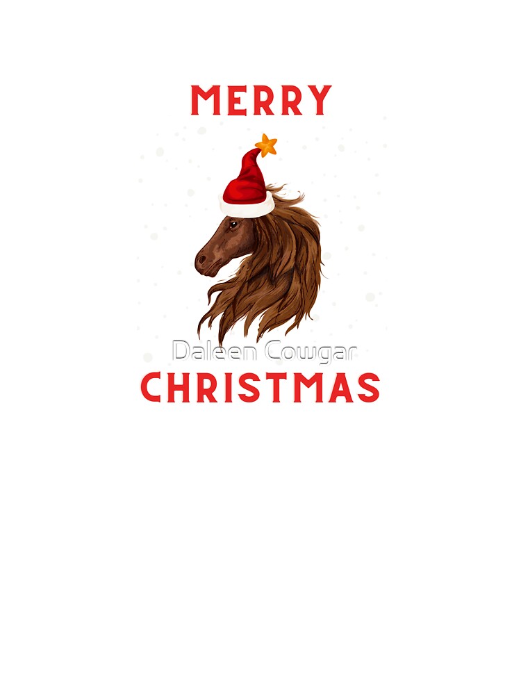 Merry Christmas | Sketched Regal Brown Horse Head by Daleen Cowgar