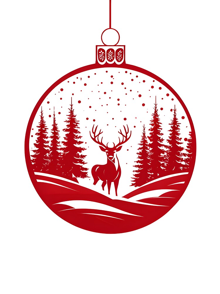 Festive Red Ornament with Winter Landscape and Deer | Christmas Holiday Mug by FestivityFinds