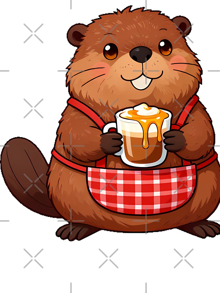 Cute River Beaver Barista with Maple Pecan Latte Icon by pumsquare