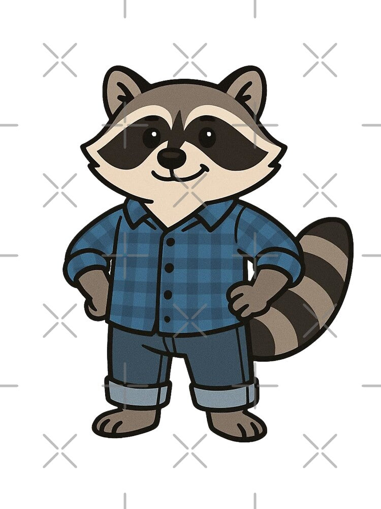 Raccoon in Blue Flannel – Everyday Cute Animal Design by Confuzz1ed