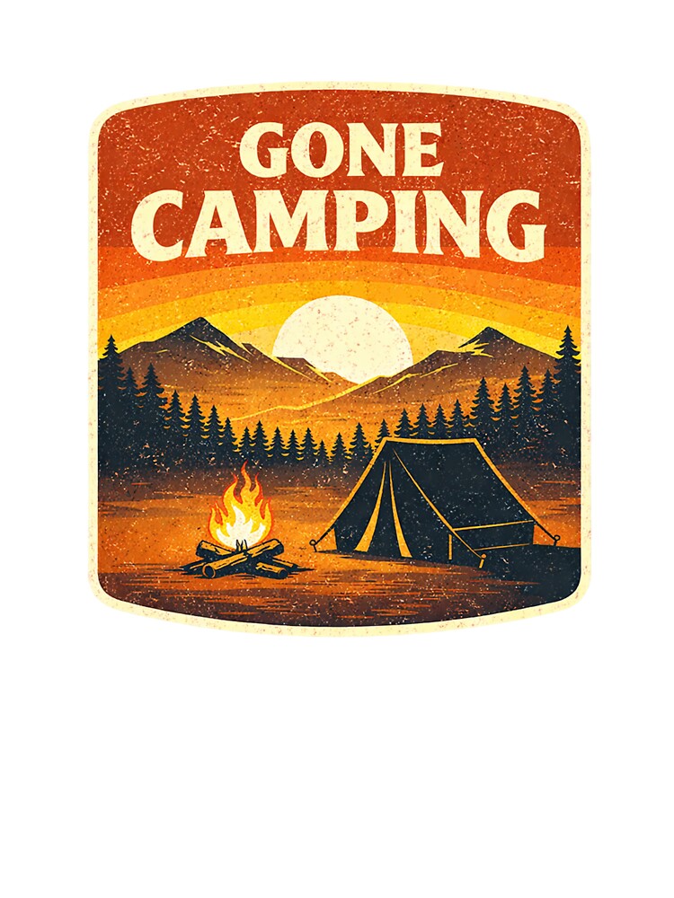 Gone Camping – Vintage Mountain Camping Sunset Design by EastEndTownie