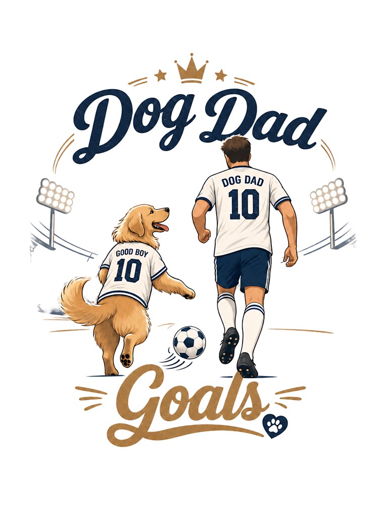 Soccer Golden Retriever Dog Dad Goals Kawaii T-Shirt Sticker by Ashley critters