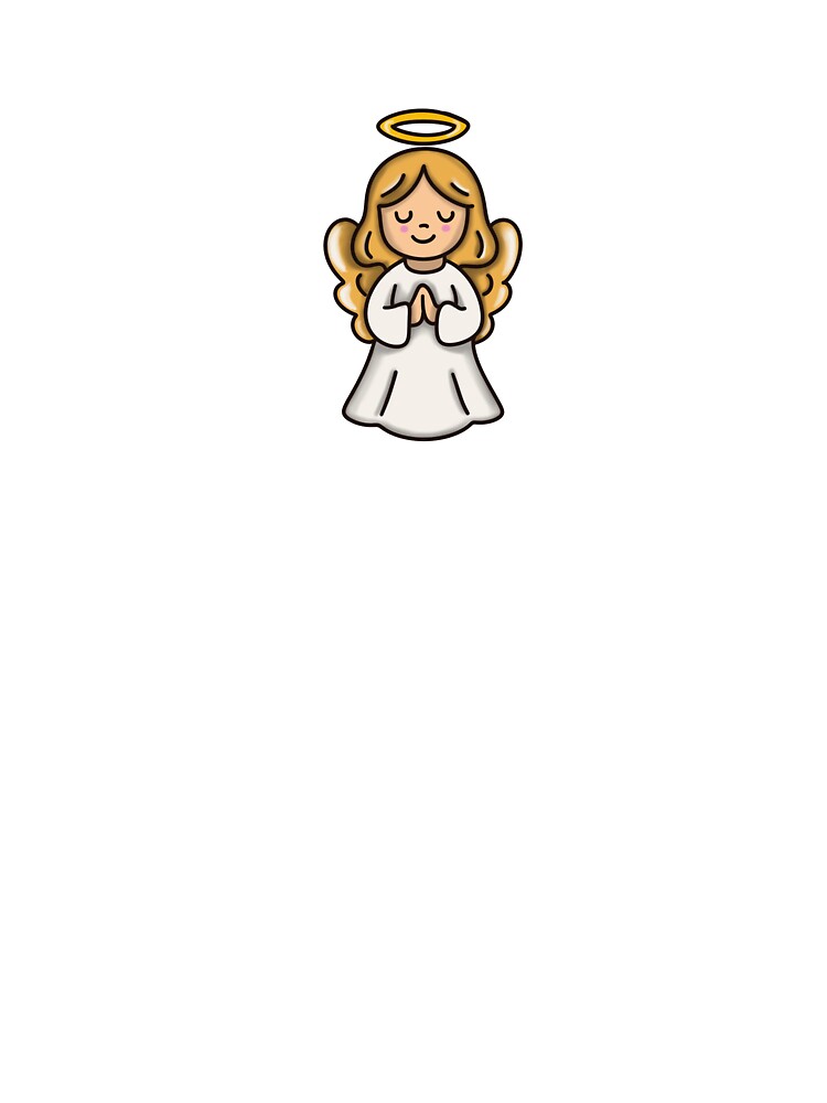 Cute Christmas Angel – Line Art Illustration | Sweet Holiday Angel Drawing by CinthyaNovae
