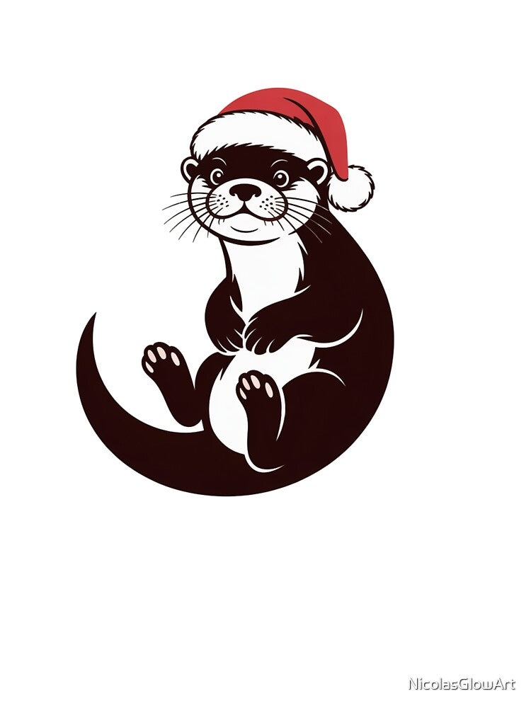 Otter with Christmas Hat by NicolasGlowArt