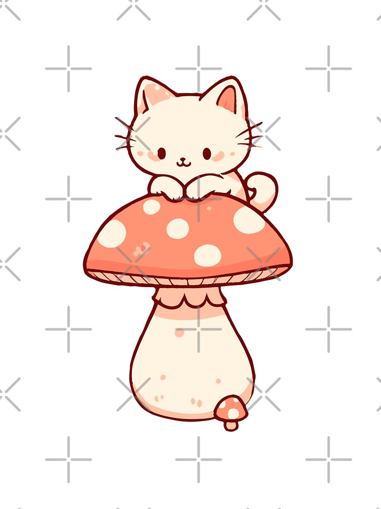 Cat on mushroom cute by GlobalDesigns-