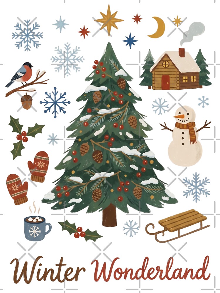 Winter Wonderland - Cozy Snow & Christmas Tree Illustration by Pasteltone