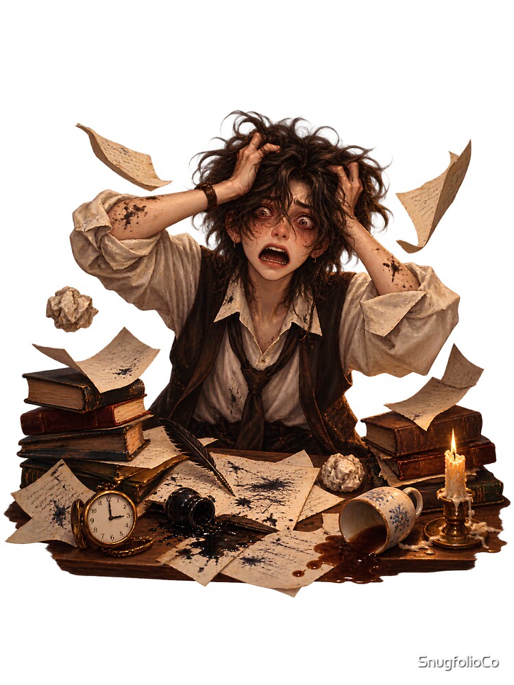 Dark Academia All-Nighter Panic Art by SnugfolioCo