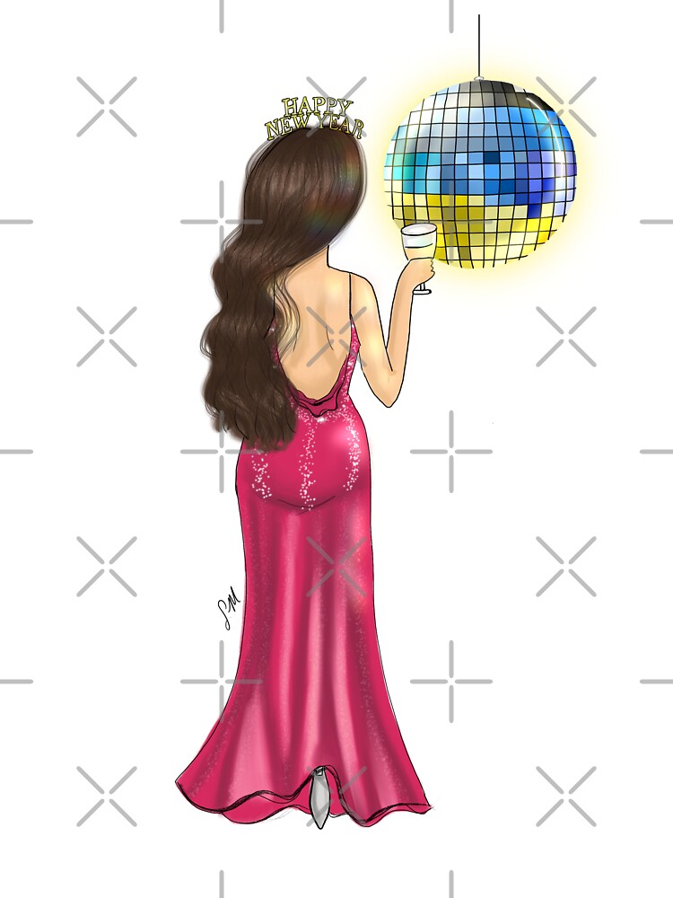 Happy New Year Fashion Illustration - In Viva Magenta Dress by SMillustrations