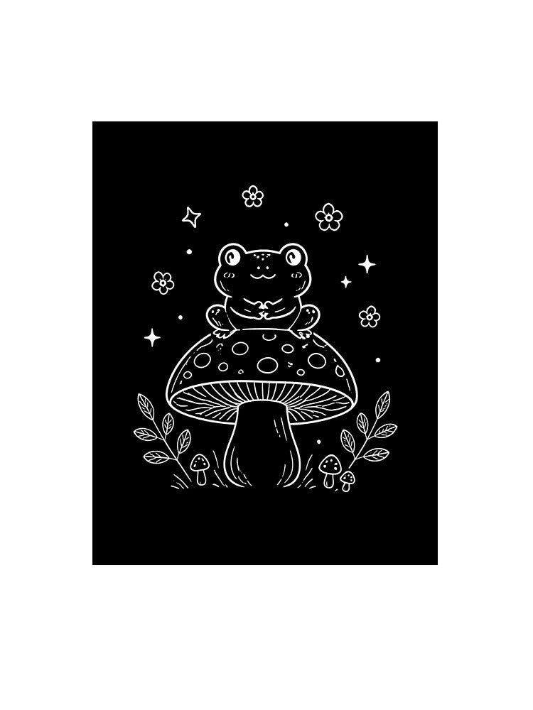 Cute Frog on Mushroom – Kawaii Cottagecore Nature by SakuraHQ