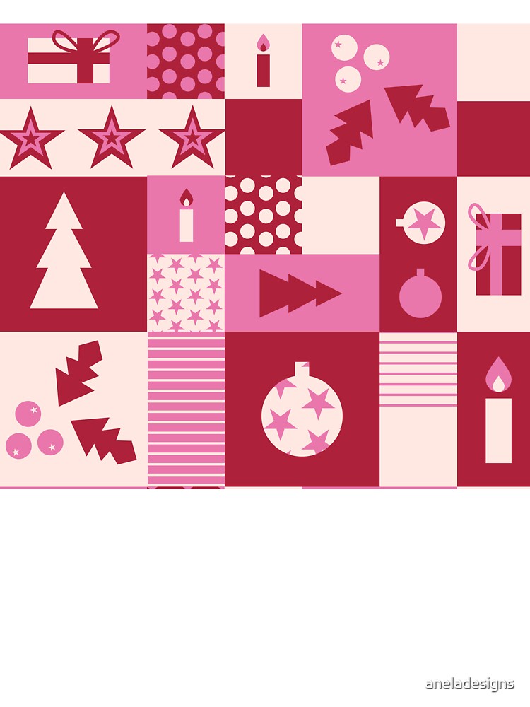 Modern Red and Pink Preppy Christmas Patchwork in Pink and Minty Green by aneladesigns