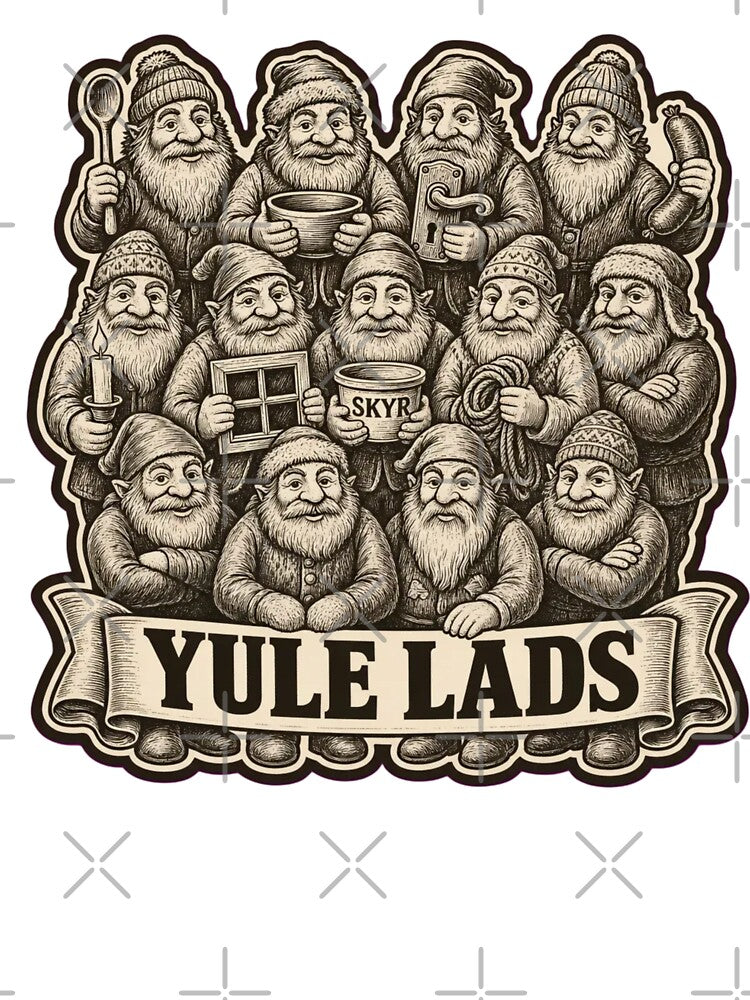 Yule Lads Thirteen Roster Woodcut | Jolasveinar Icelandic Folklore Slogan by StickyGuys
