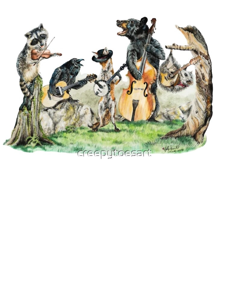 Cottage Core Band of animals Folk Blue Grass Forest by creepytoesart