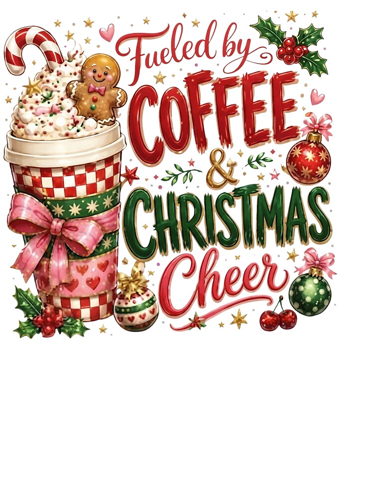 Fueled by COFFEE & CHRISTMAS Cheer - Festive Gingerbread Latte Design by CreativeNest Prints