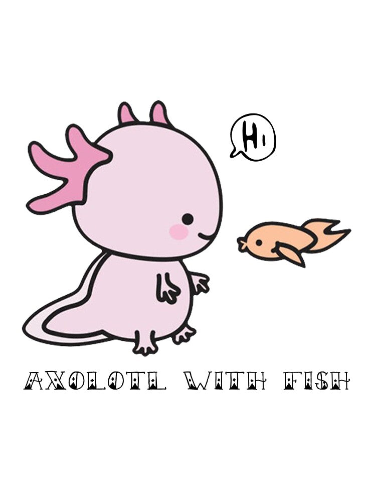 Axolotl With Fish T-shirt In Black - Funny Best Gift Ideas by Yinnguyeexn