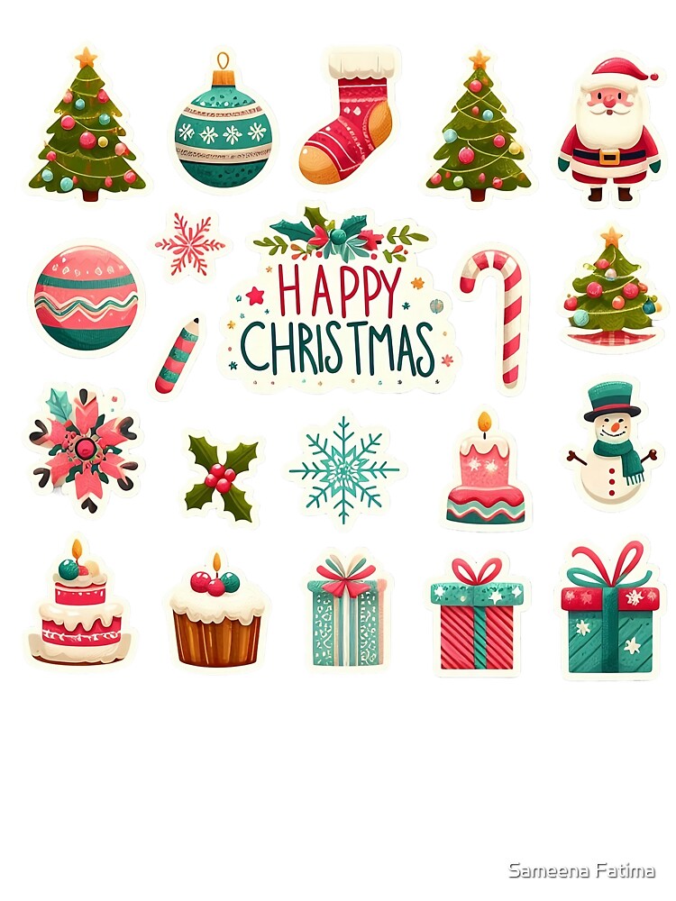 Modern elegant  Christmas  stickers by Sameena Fatima