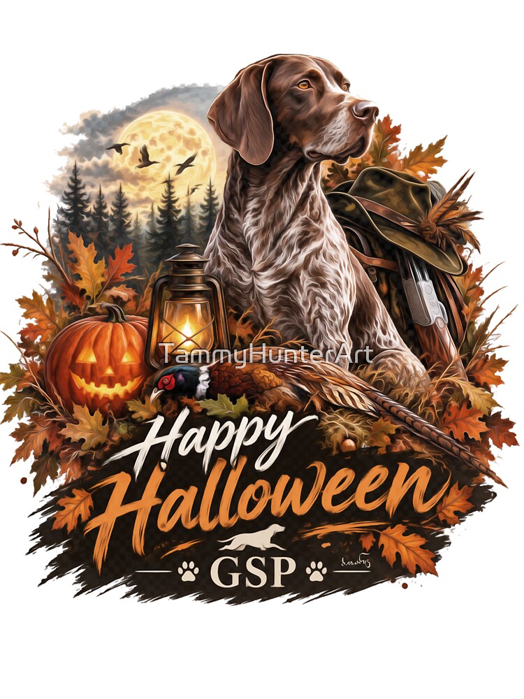 Halloween Hunting GSP – German Shorthaired Pointer by TammyHunterArt