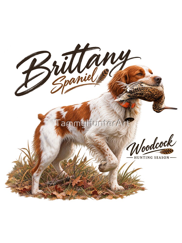Brittany Spaniel Hunting Logo – Woodcock Hunting Season, Sporting Dog Emblem by TammyHunterArt