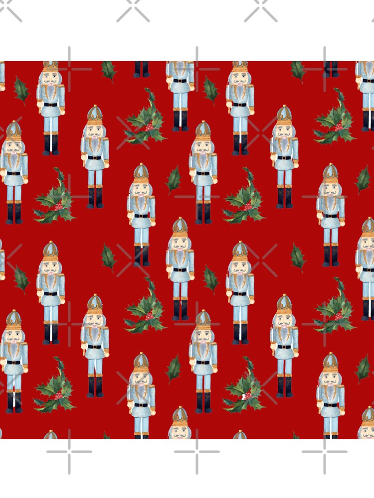 Vintage Christmas Blue Nutcrackers on Red by silviaol