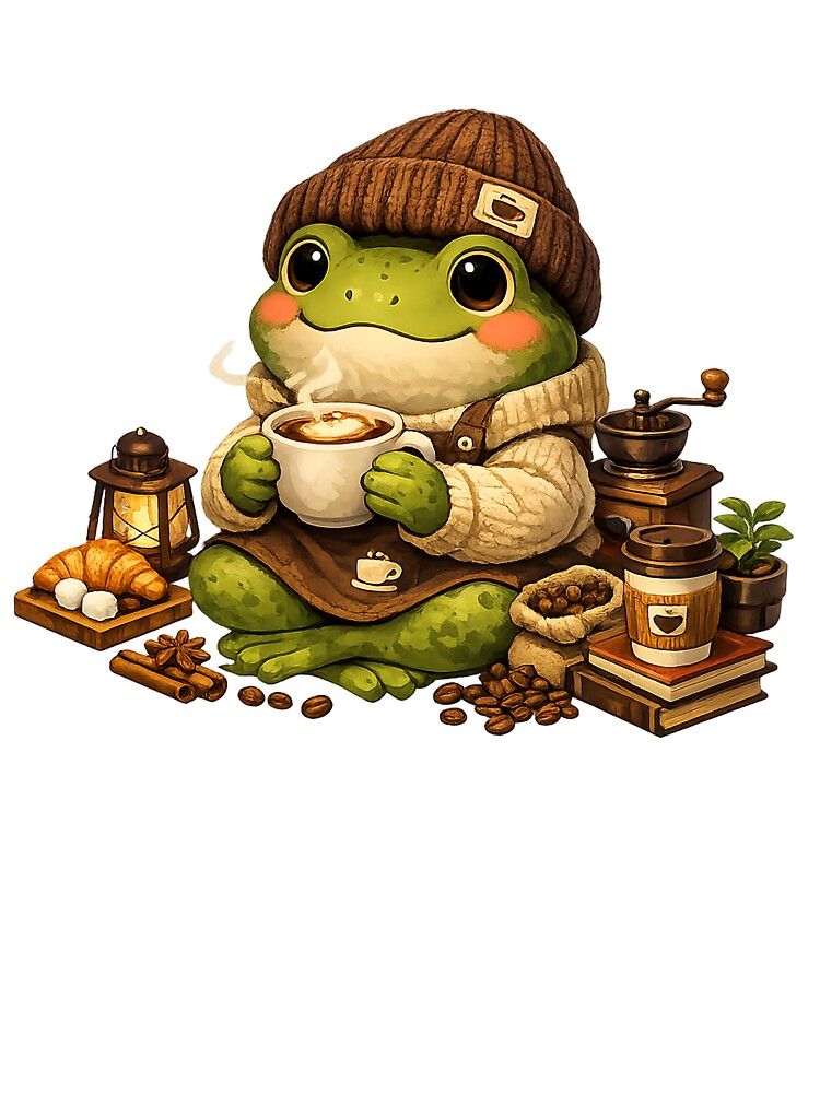 90s Retro Frog Coffee Lover | Vintage Aesthetic Streetwear Frog by CustomizingGift