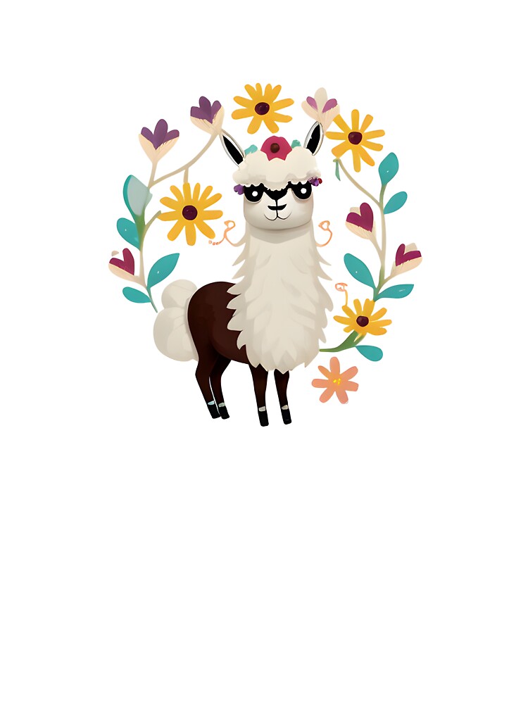 Hygge Style Llama and Flowers by hyggefolkart